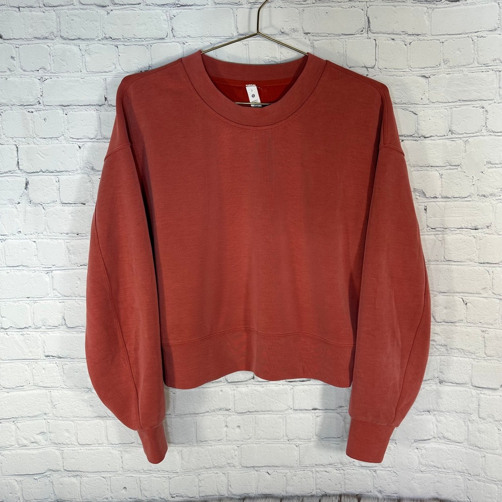 Lululemon Perfectly Oversized Cropped Crewneck Sweatshirt Red‎ Clay 2 LW3EZLS